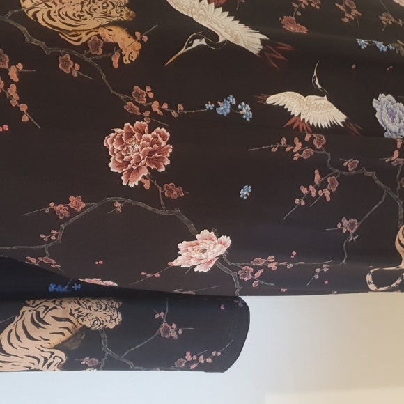 Zara | Kimono Sleeve Oriental Print Self-Tie Kaftan Dress | Approx Size 16/ US S - Picture 6 of 13